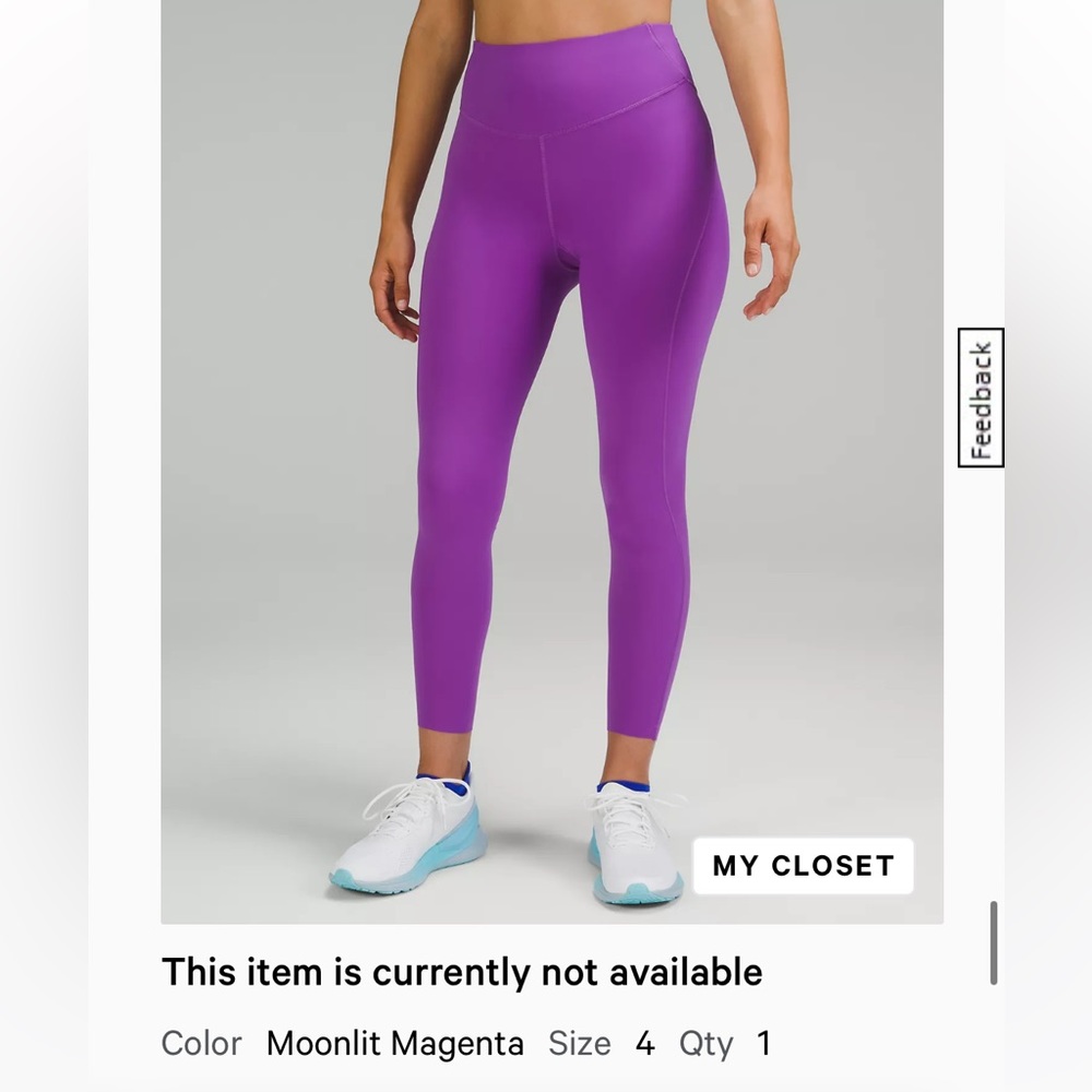 Lululemon base pace 25” moonlit magenta size 4